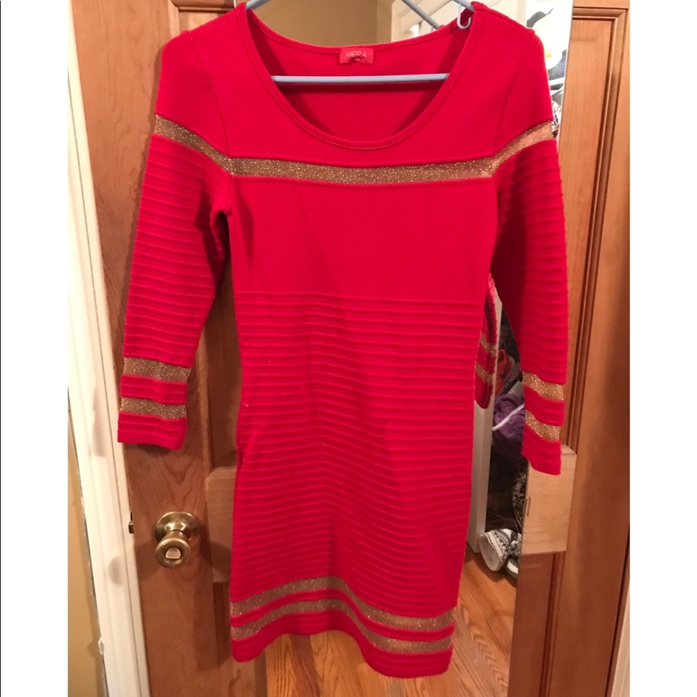 Red long sleeve cocktail dress. NEVER WORN